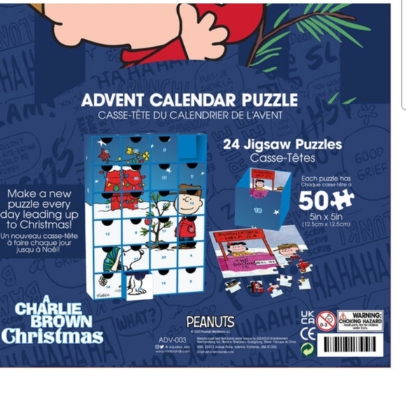 Nwot Peanuts Charlie Brown Christmas 50 Piece Puzzle Advent Calendar - Picture 5 of 5